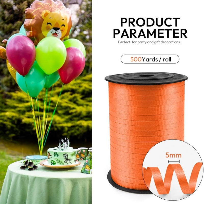 Isaspire 500 Yards Curling Ribbon with Spool, 1/5" Wide Crimped Texture Curling Ribbons - Ideal for Gift Box Wrapping, Birthday, Halloween, Christmas Party Decorations, Balloon String Ribbon in Orange - Image 2